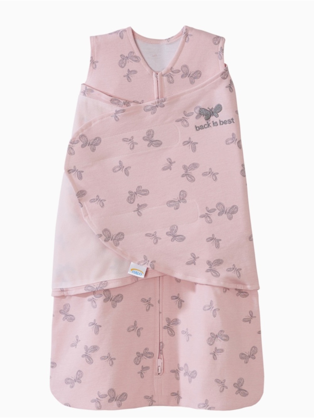 Halo 100% Cotton Pink Butterfly Sleep Sack Swaddle